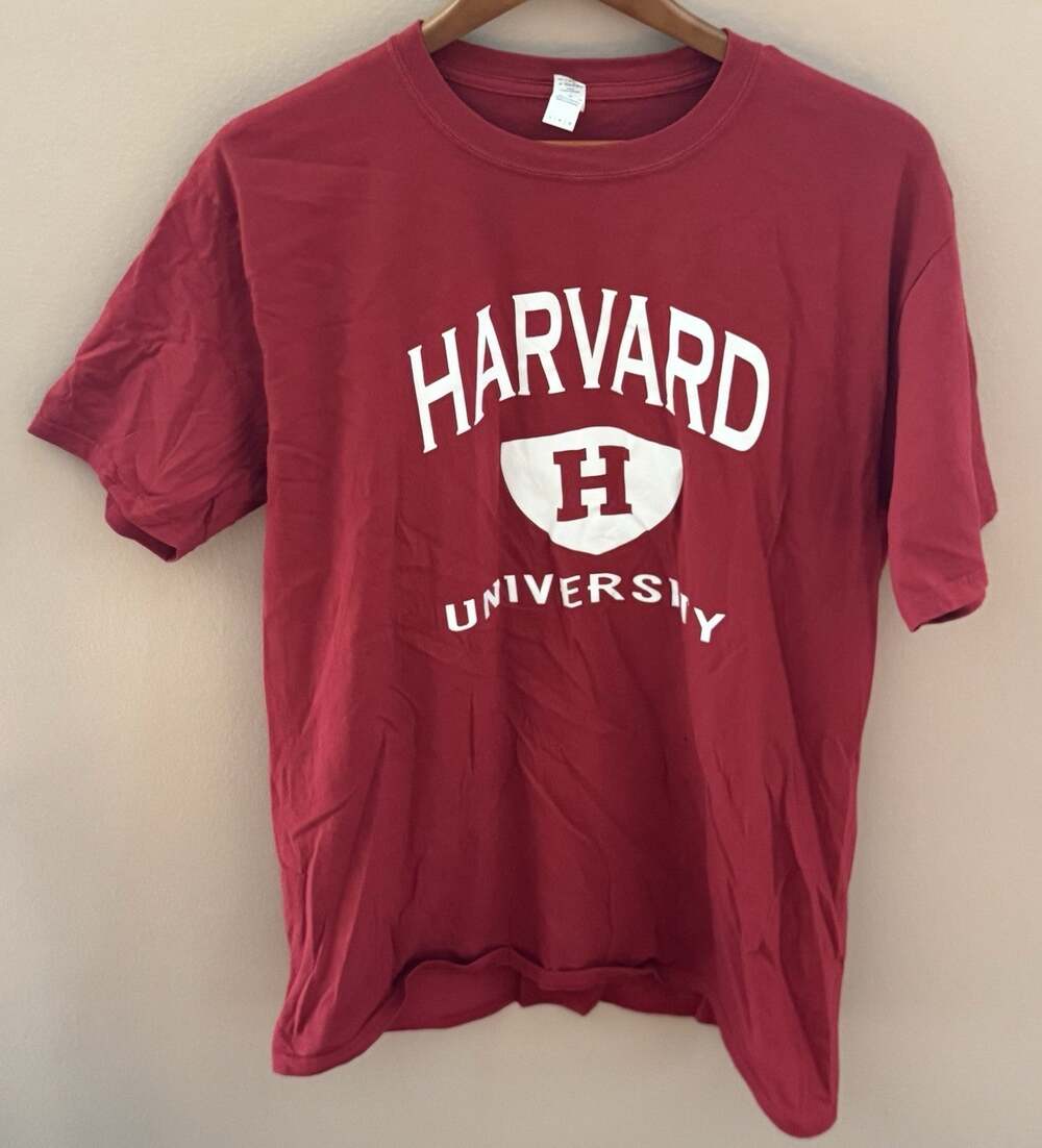 Harvard University College T-Shirt Size L Maroon Anvil